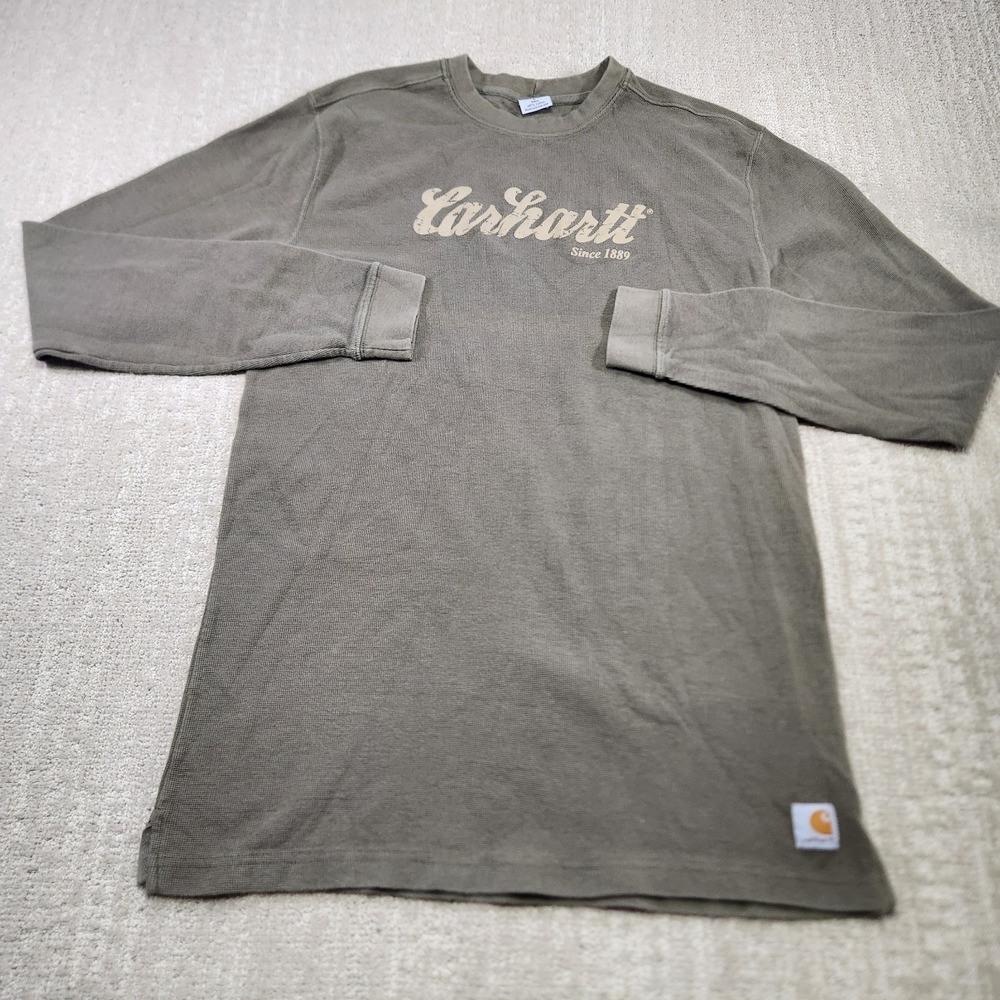 Vintage Carhartt Shirt Men Large Tall Thermal Waffle Knit Workwear Green Y2K - Picture 5 of 10
